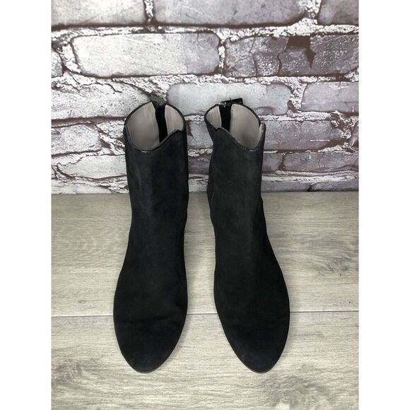 Aquatalia Black Suede Leather Wedge Back Zipper Booties Women’s Sz 8M US/38.5EU - Picture 13 of 16